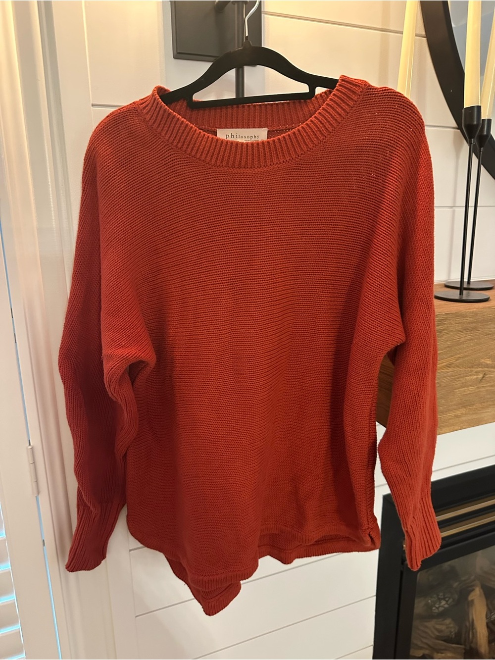 Anthropologie Philosophy Rust Orange Ribbed Crewneck Sweater